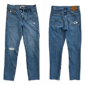 LEVI’S Retro Distressed Wedgie Straight Leg Women’s Mid Rise Denim Jeans Size 24